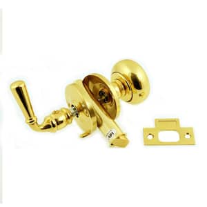 Polished Brass No Lacquer Storm Screen Door Latch with Rosettes