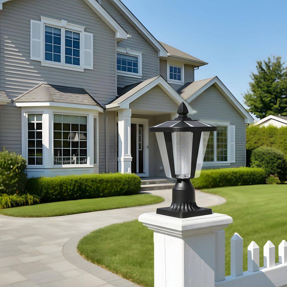 15 in. 1-Light Black Aluminum Solar LED Outdoor Post Top Lantern for Paths, Yards and Driveways, Weatherproof (1-Pack) price history on PriceWatchPro