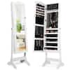 Costway White with Stand Mirrored Lockable Jewelry Armoire Cabinet ...