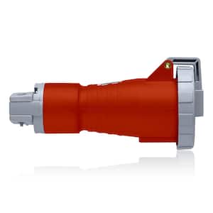 20 Amp 480-Volt 2P, 3-Watt North American Pin and Sleeve Connector Industrial Grade IP67 Watertight, Red