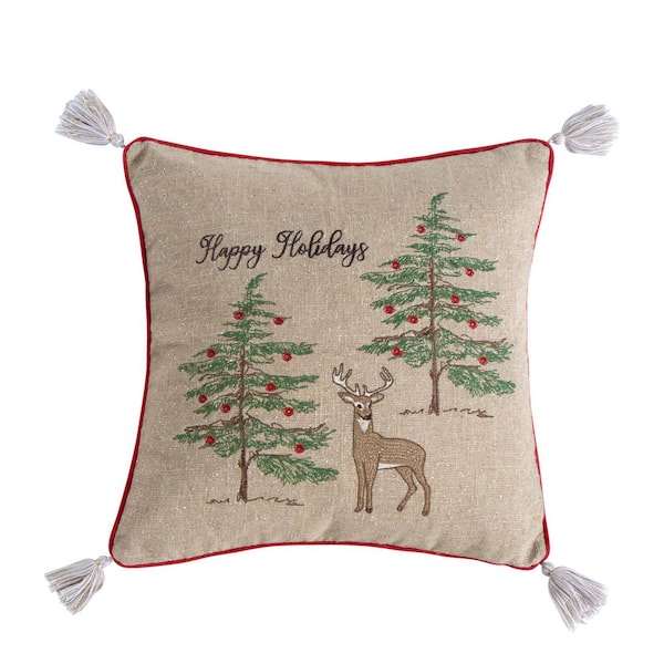 Woodland Deer Christmas Pillow | Little Birdie