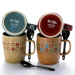 Cafe Americano 13 oz. Assorted Color Mugs (Set of 4)