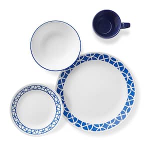 Cobalt Circles 16-Piece Dinnerware Set (Service for 4)