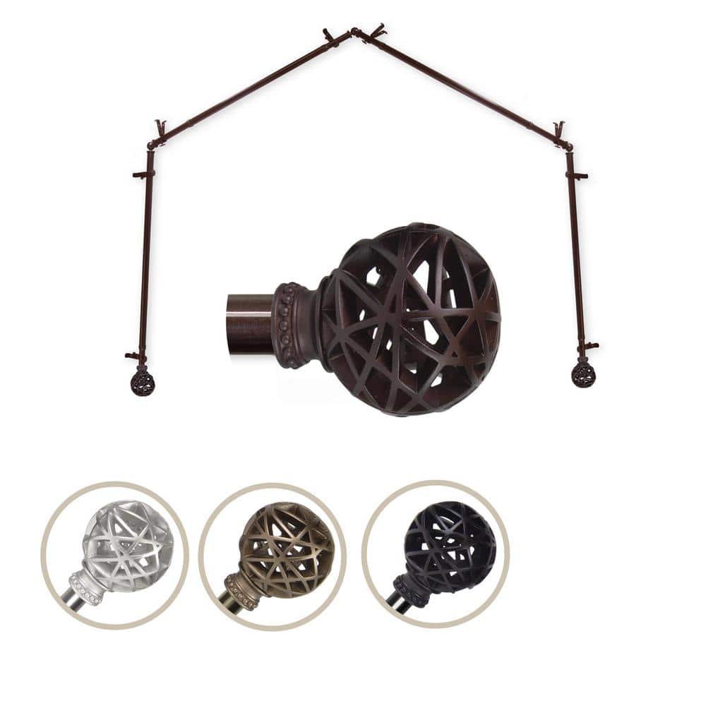 "13/16"" Dia Adjustable 4 Sided Bay Window Curtain Rod 28 to 48"" (each side) in Cocoa with London Finials" price history on PriceWatchPro