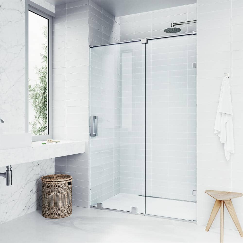 Ryland 60" Frameless Chrome Sliding Shower Door with Clear Glass