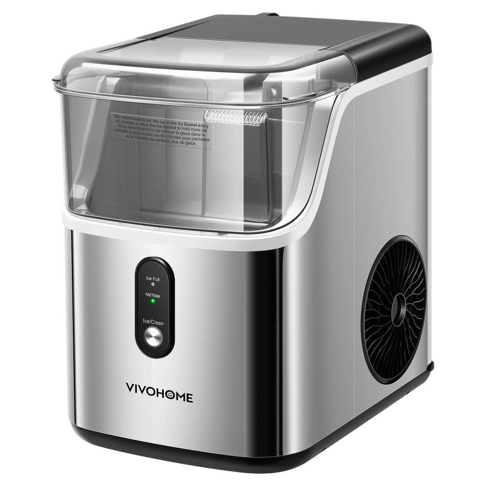 33 lb Stainless Steel White Nugget Countertop Ice Maker