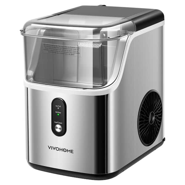 VIVOHOME 8. 7 in. 33 lbs. Countertop Nugget/Pebble Ice Maker with Self-Cleaning in Silver