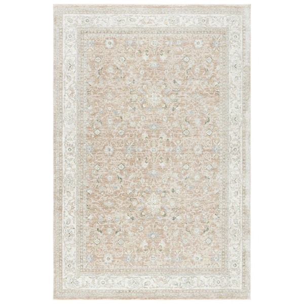 April 8 ft. x 10 ft. Ivory/Apricot Floral Oriental Area Rug