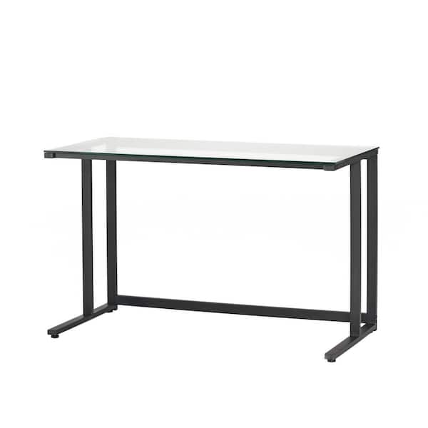 Noble House 48 in. Rectangular Black Computer Desk with Open Storage