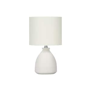 16.5 in. Cream Modern Integrated LED Bedside Table Lamp with Cream Fabric Shade