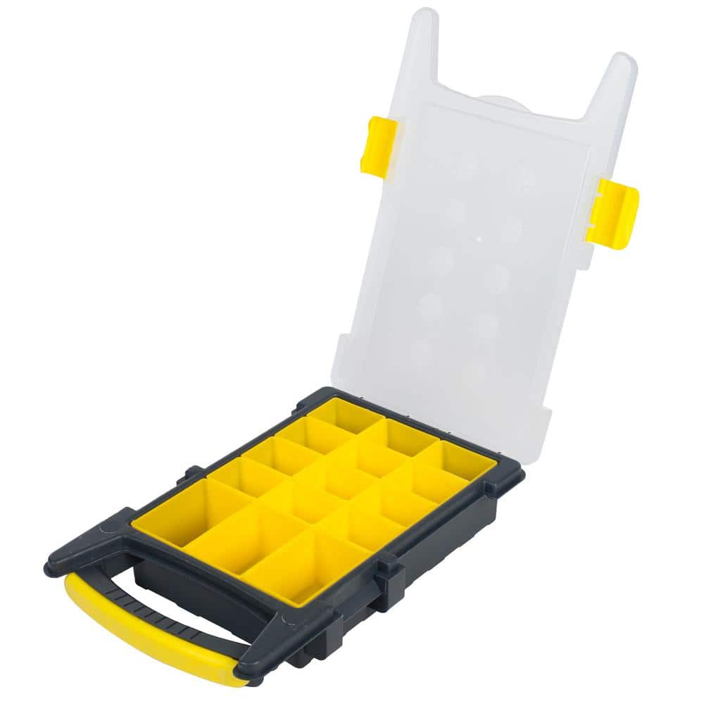 Yellow and Black Plastic Tool and Hardware Organizer Set with Clear Tops