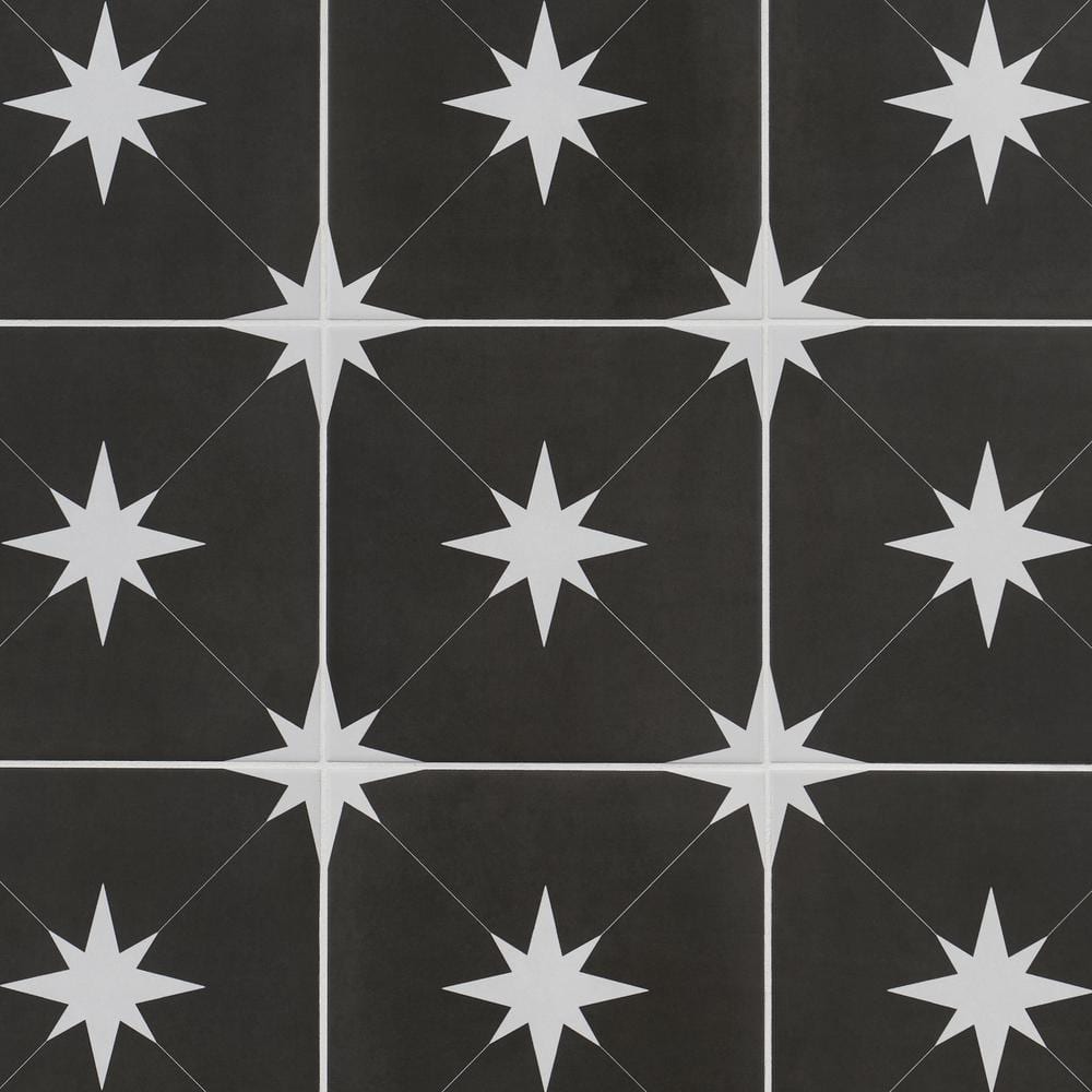 Moab 9" x 9" Matte Black and White Porcelain Tile