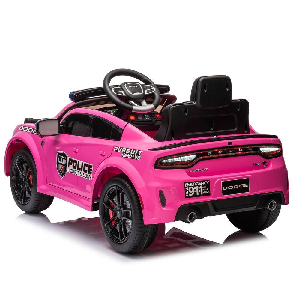 Pink 12V Dodge Kids Ride-On Police Car with Remote Control