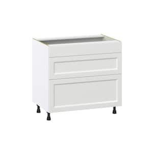 Alton Painted White Shaker Assembled Cooktop Base Kitchen Cabinet with 3 Drawers 36 in. W x 34.5 in. H in x 24 in. D