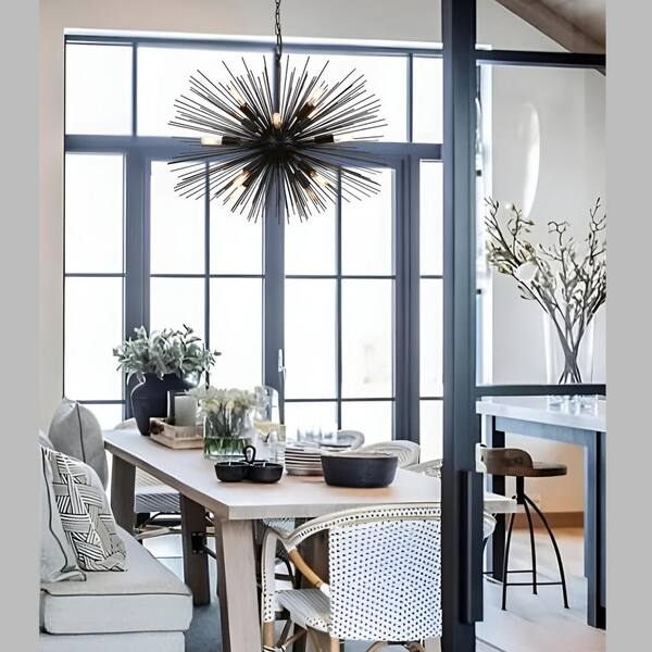 Astra 12-Light Sputnik Black Sphere Satellite Sci-Fi Chandelier