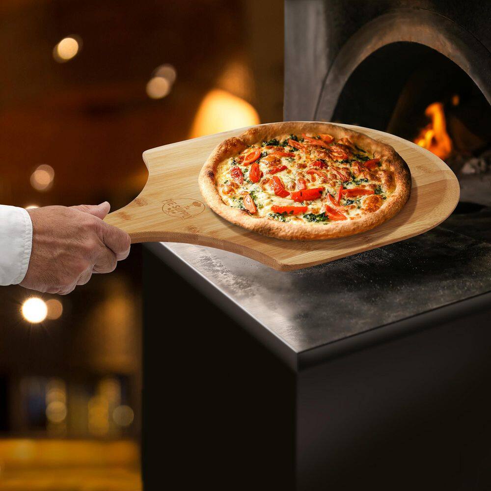 12-Inch Natural Bamboo Pizza Peel with Handle