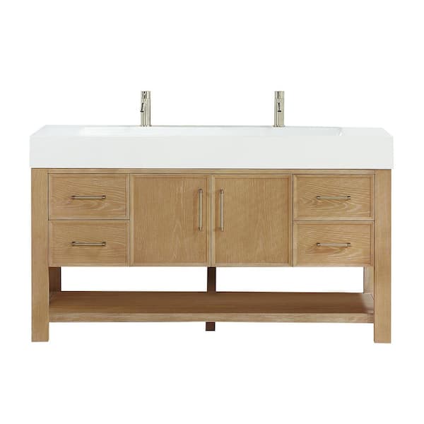 ROSWELL Vera 60 in.W x 19.7 in.D x 34.6 in.H Single Sink Bath Vanity in Ash Grey with White Composite Sink Top