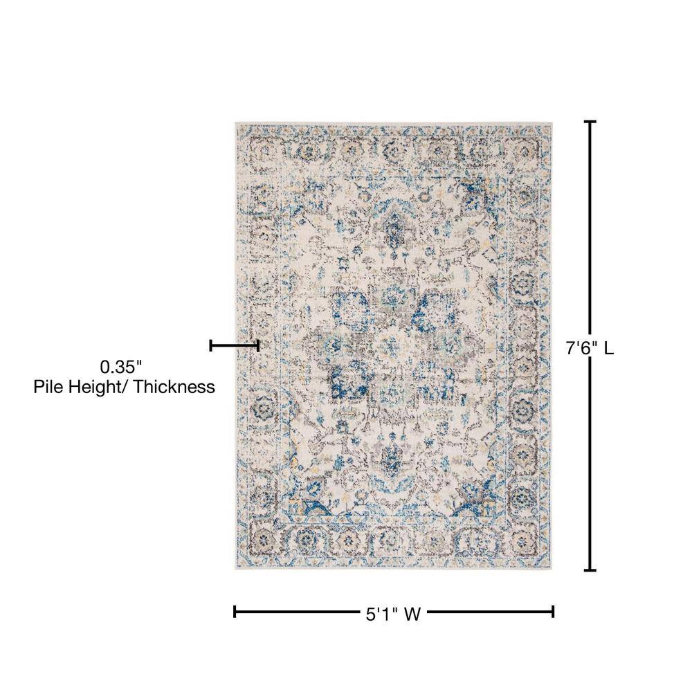 Madison Chic Grey Ivory Medallion 5'3" x 7'6" Synthetic Area Rug