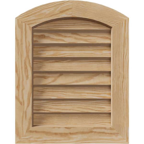 29 in. x 37 in. Round Top Unfinished Smooth Pine Wood Paintable Gable Louver Vent
