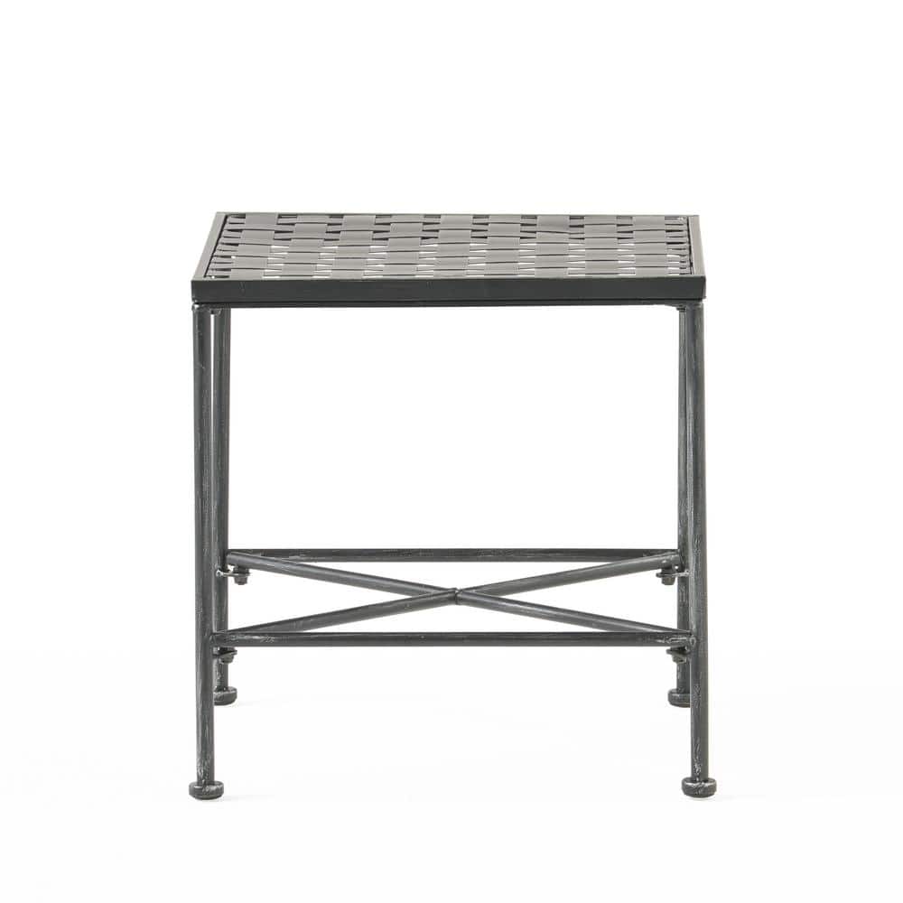 Outdoor Metal Square Side Table Suitable for Garden Patio Backyard Black