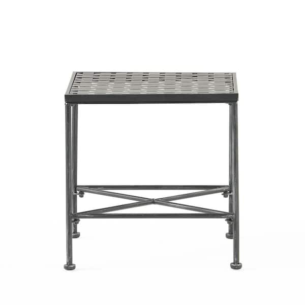 Unbranded Outdoor Metal Square Side Table Suitable for Garden Patio Backyard Black