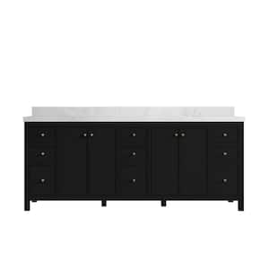 Chicago 84 in. W x 22 in. D x 36 in. H Double Sink Bath Vanity in Black with 2 in. Empira White Qt. Top