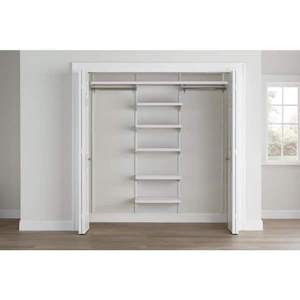 Everbilt Genevieve 6 ft. White Adjustable Closet Organizer Double Long Hanging Rods with 6 Shelves