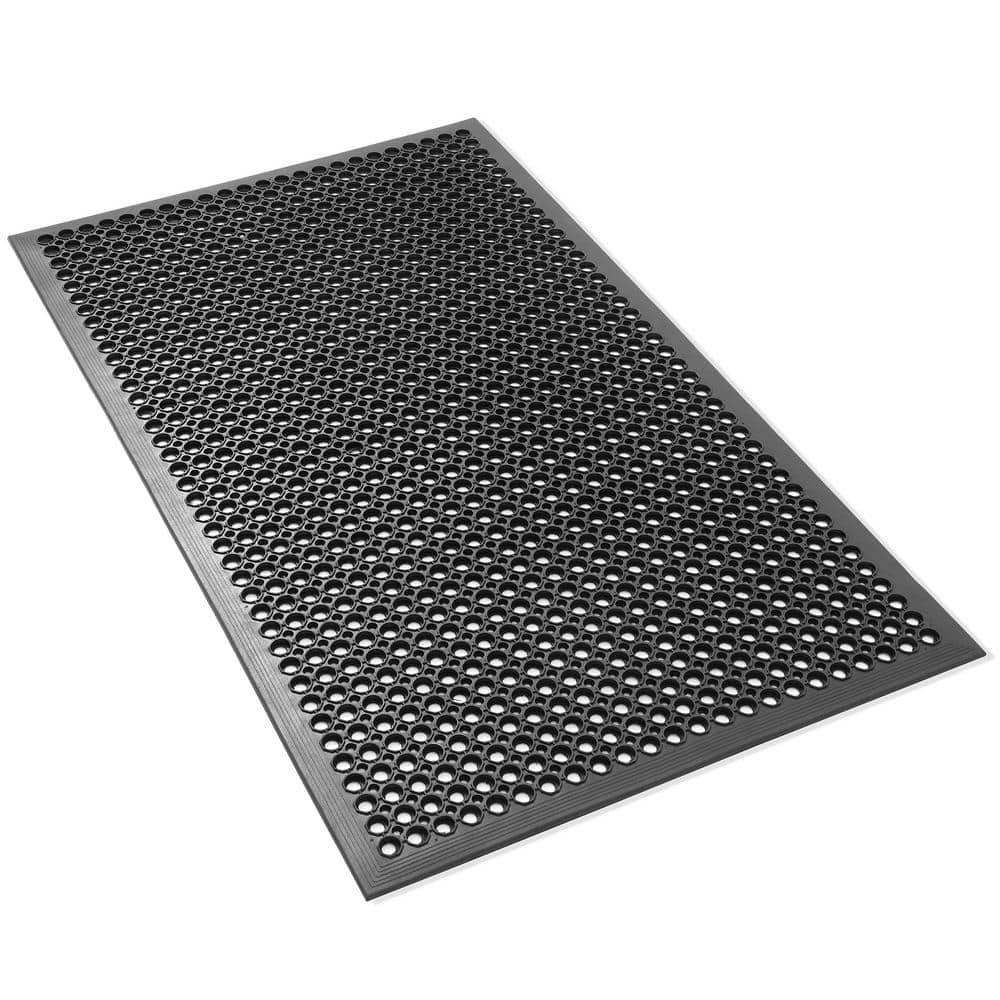Black 36 in. x 60 in. Rubber Drainage Non-Slip Anti-Fatigue Indoor Commercial Floor Mat price history on PriceWatchPro