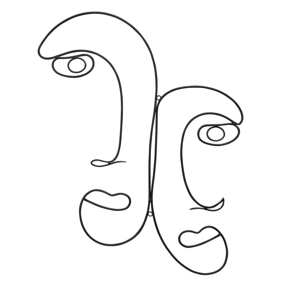 homeroots modern metal outline faces wall decor 373408