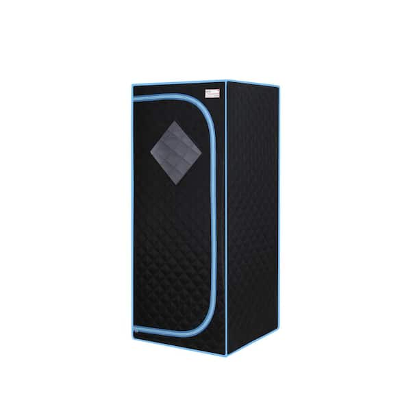 Unbranded Black 1-Person Sauna with Infrared Panels, Heating Foot Pad, Controller, Foldable Chair, Reading light