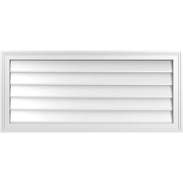 Ekena Millwork 40" x 18" Rectangular White PVC Paintable Gable Louver Vent Non-Functional