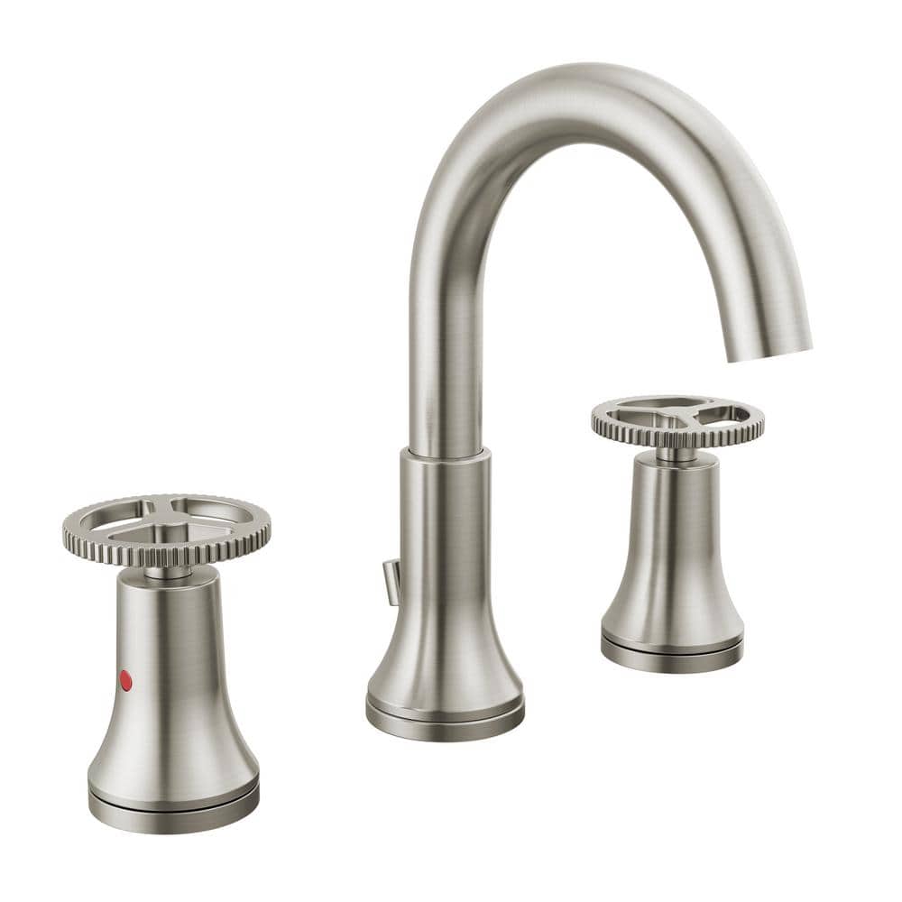 Stainless Steel Modern Widespread Bathroom Faucet with Brass Handles