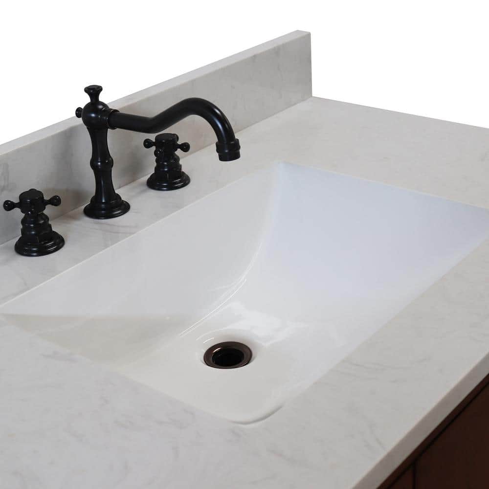 Dark Cherry Single Sink Vanity with Engineered Quartz Top