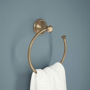 Cassidy Wall Mount Round Open Towel Ring Bath Hardware Accessory in Champagne Bronze