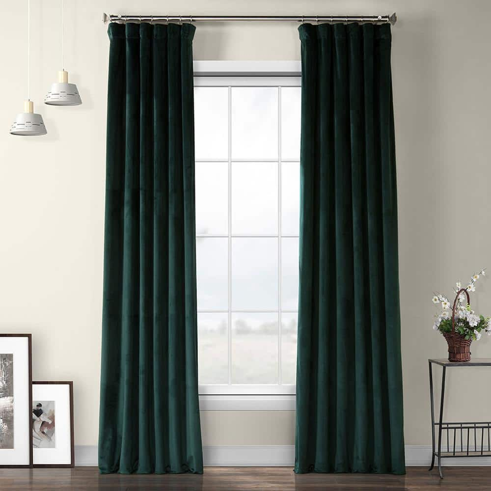 Exclusive Fabrics Furnishings Forestry Green Velvet Rod Pocket