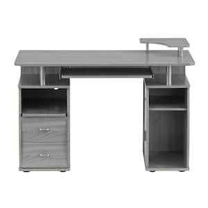 47.25 in. Retangular Gray MDF Writing Computer Desk for Home Office with Storage