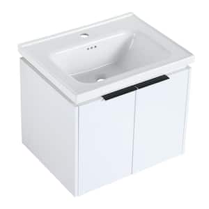 Victoria 24 in. W x 19 in. D x 21 in. H Floating Modern Design Single Sink Bath Vanity with Top and Cabinet in White