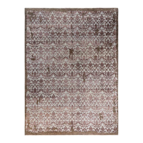 Ikat Brown 9 ft. x 12 ft. Abstract Wool Indoor Area Rug