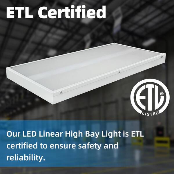 WYZM 2 ft. 400-Watt Equivalent Integrated LED White High Bay Light 120-Volt to 277-Volt 16000 Lumens 5000K (6-Pack)