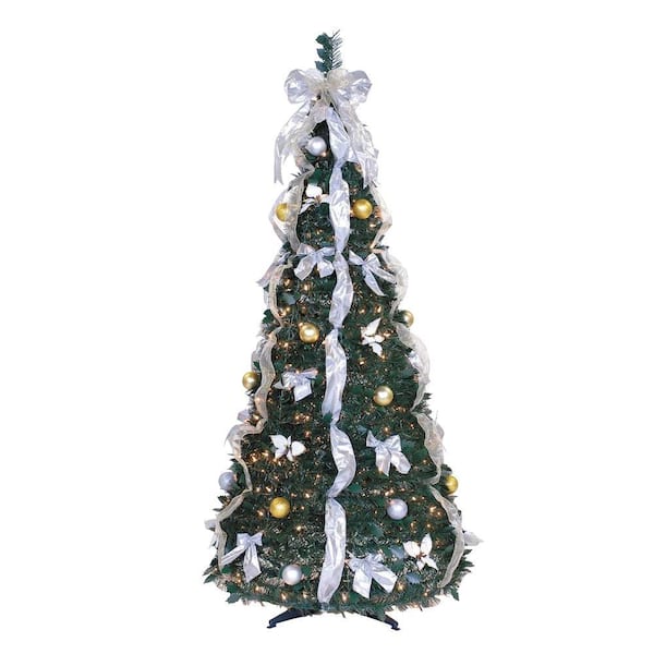 6 ft. PreLit PopUp Artificial Christmas Tree with Ornaments 21512