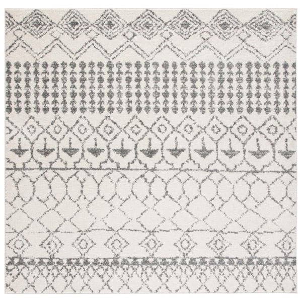 Tulum 10 ft. x 10 ft. Square Ivory/Gray Diamond Tribal Area Rug