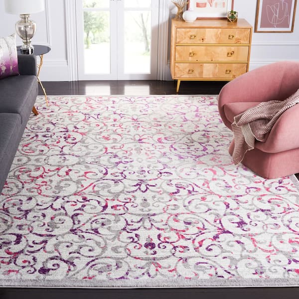 Skyler 9 ft. x 12 ft. Ivory/Pink Floral Geometric Area Rug