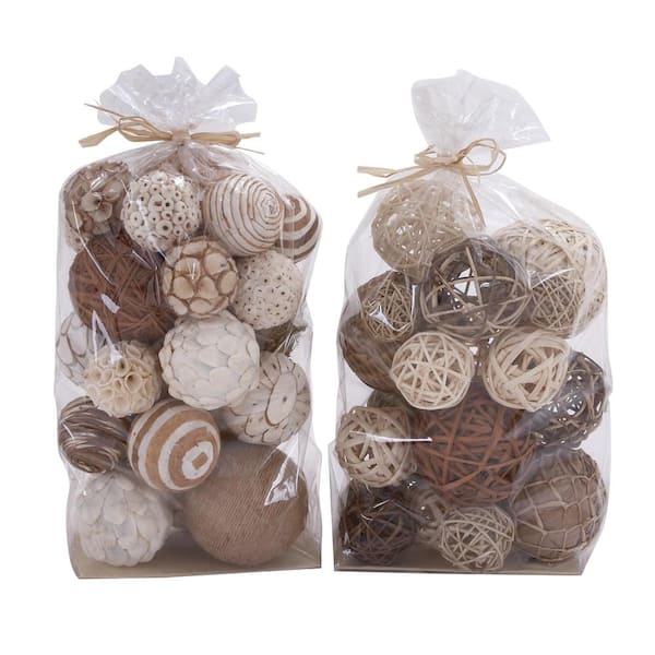 Litton Lane Multi Colored Handmade Dried Plant Orbs & Vase Filler with Varying Designs (2- Pack)