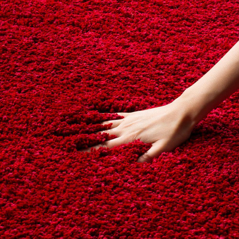Milan Shag Red Synthetic Rectangular 4' x 6' Area Rug