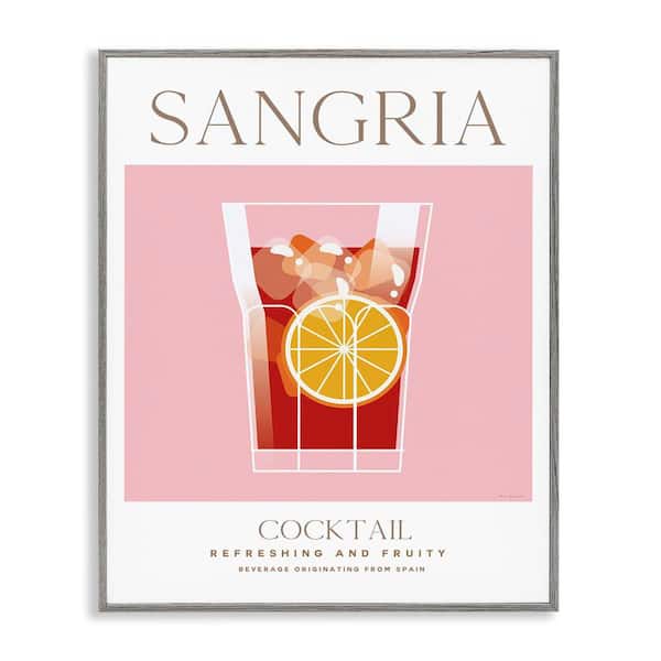 Stupell Industries Chic Minimal Sangria by Omar Escalante Gray Framed Food Giclee Art Print 20 in. x 16 in.