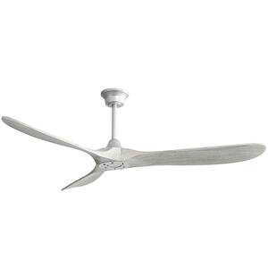 60 in. Silver Indoor/Outdoor Wood Ceiling Fan with Remote Control and Reversible Motor