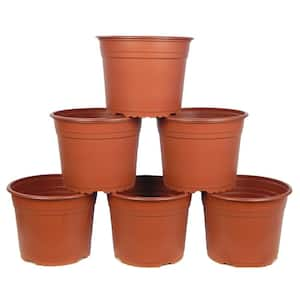 8 in. Plastic Round Pot Terra Cotta (6 Pack)