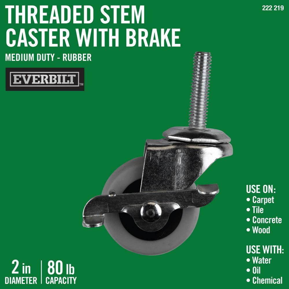 5/16" Coarse Threaded Stem all with Brake Swivel Stem Caster with 2" Hard Wheel 