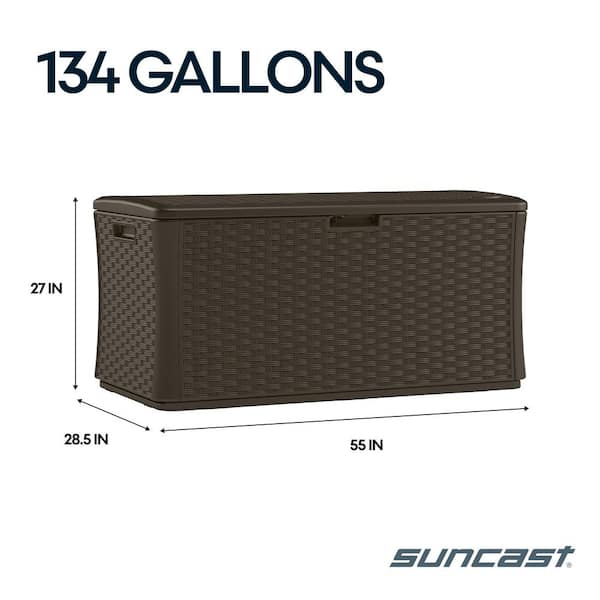 Suncast Java 134 Gal. Plastic Wicker Deck Box BMDB134004 - The