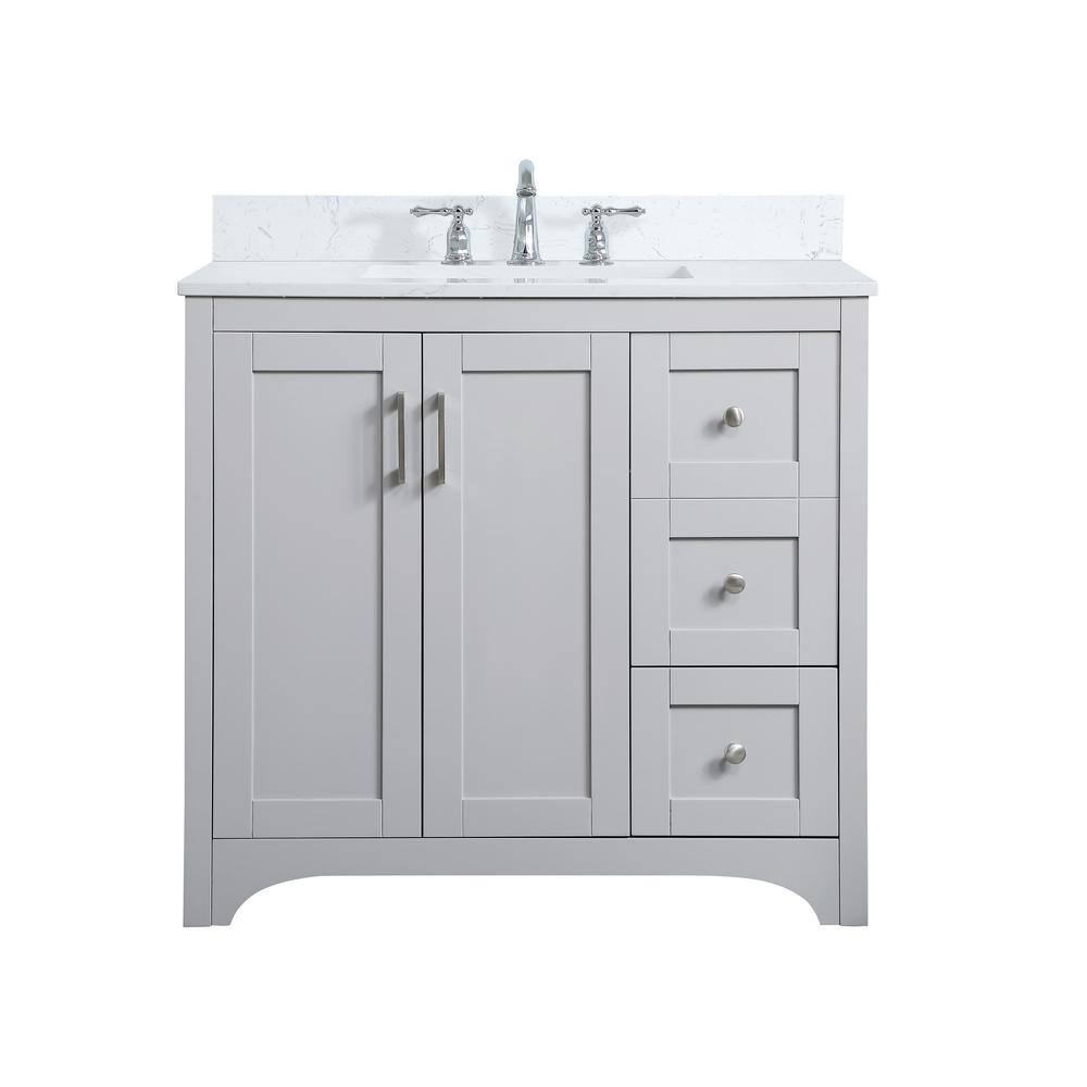 Simply Living 36 in. W x 22 in. D x 34 in. H Bath Vanity in Grey with Calac